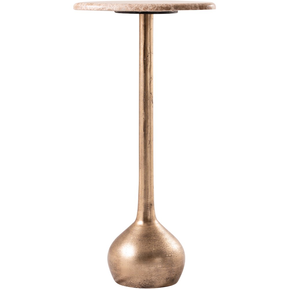 Vireo Beige Genuine Marble Top And Aluminum Base Drink Table