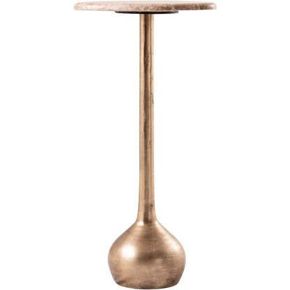 Vireo Beige Genuine Marble Top And Aluminum Base Drink Table