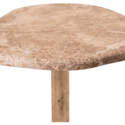 Vireo Beige Genuine Marble Top And Aluminum Base Drink Table