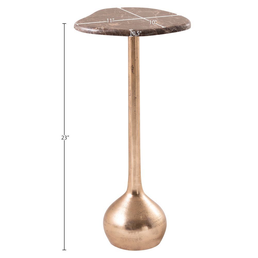 Vireo Brown Genuine Marble Top And Aluminum Base Drink Table
