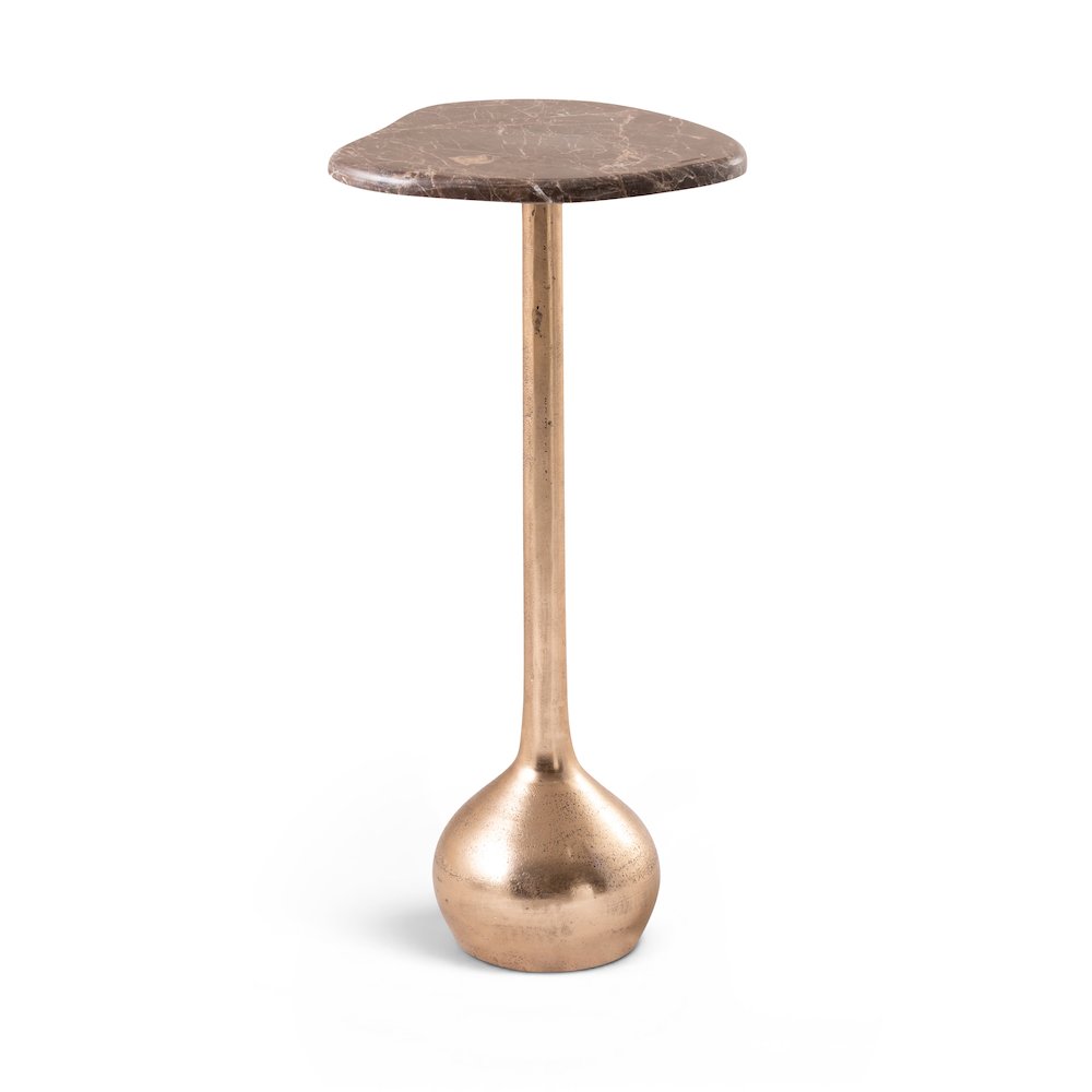 Vireo Brown Genuine Marble Top And Aluminum Base Drink Table