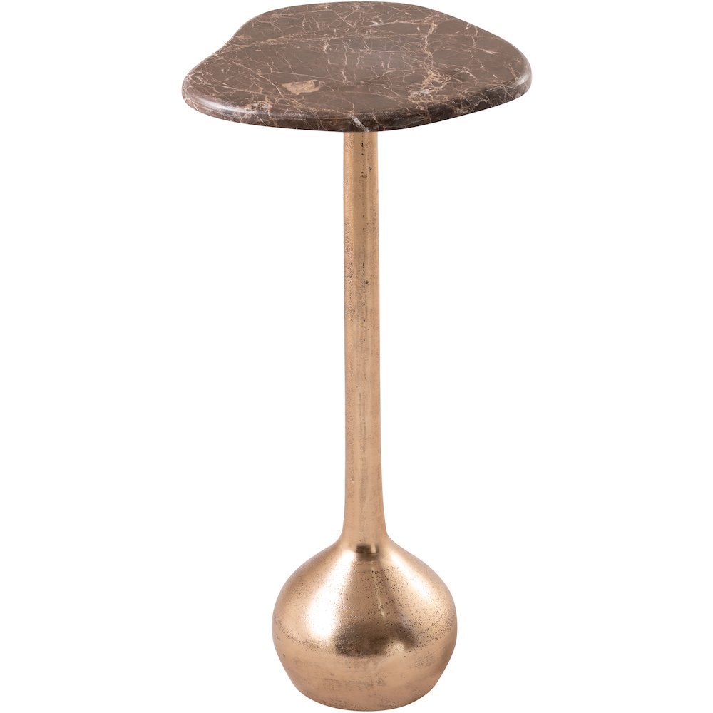 Vireo Brown Genuine Marble Top And Aluminum Base Drink Table