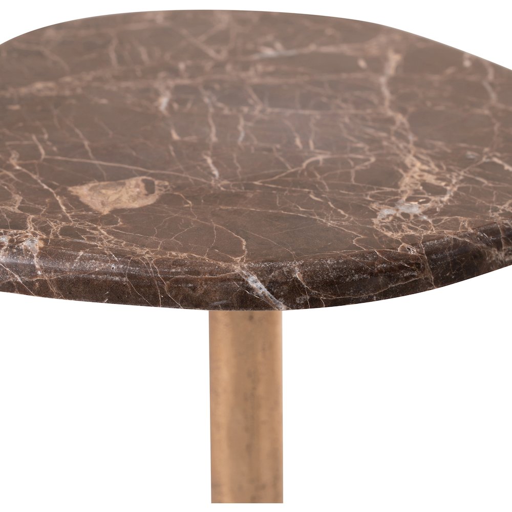 Vireo Brown Genuine Marble Top And Aluminum Base Drink Table