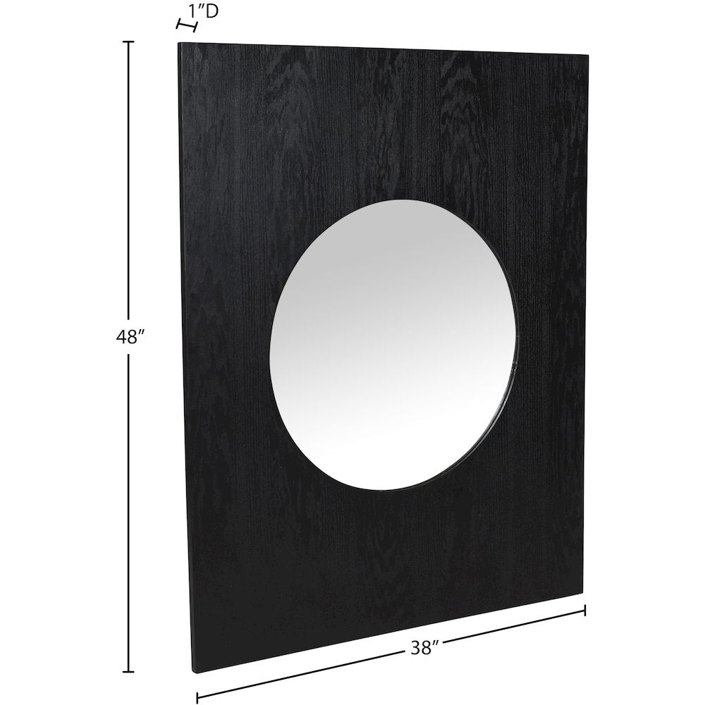 Optic Black Oak Wood Frame Mirror