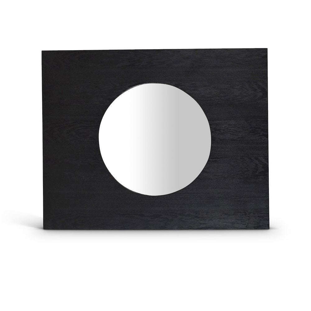 Optic Black Oak Wood Frame Mirror