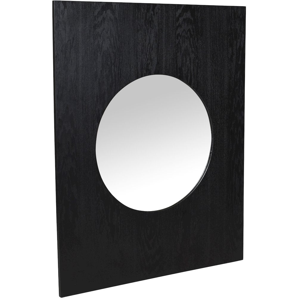 Optic Black Oak Wood Frame Mirror