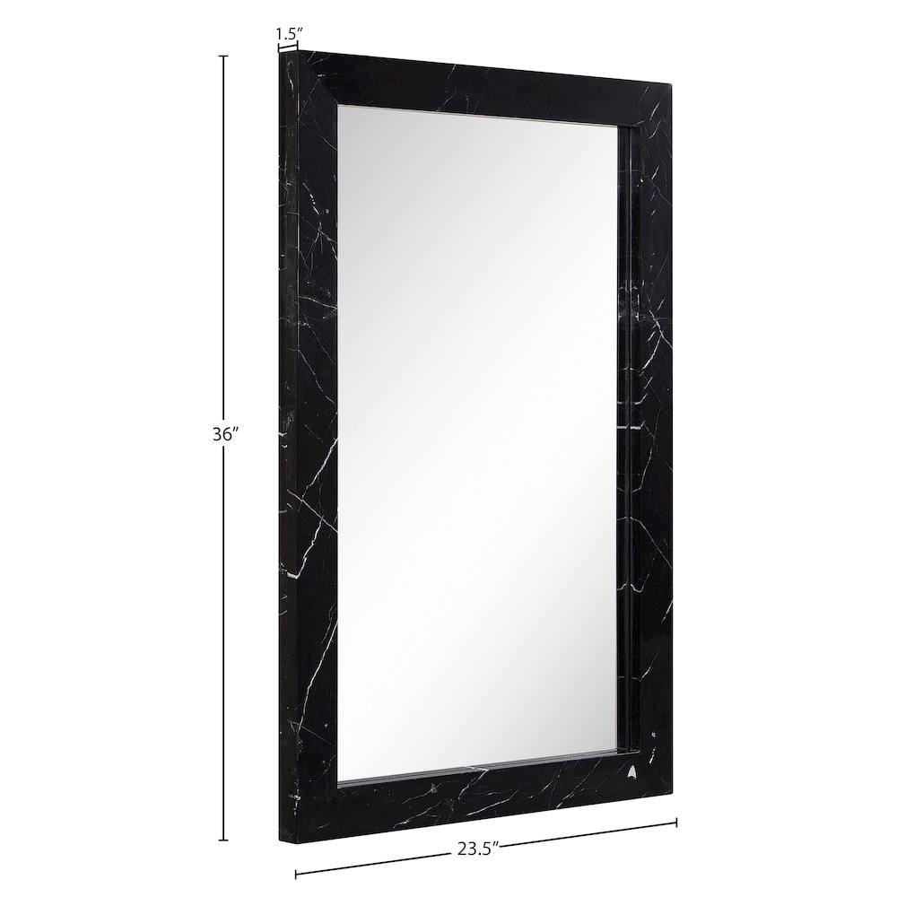 Pavia Black Genuine Marble Frame Mirror