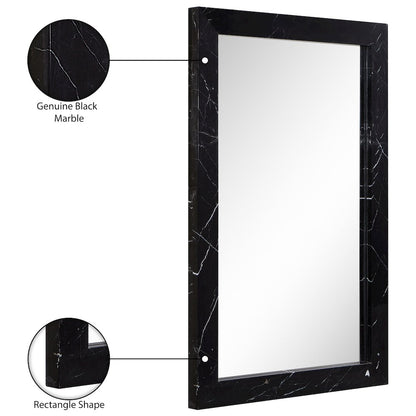 Pavia Black Genuine Marble Frame Mirror