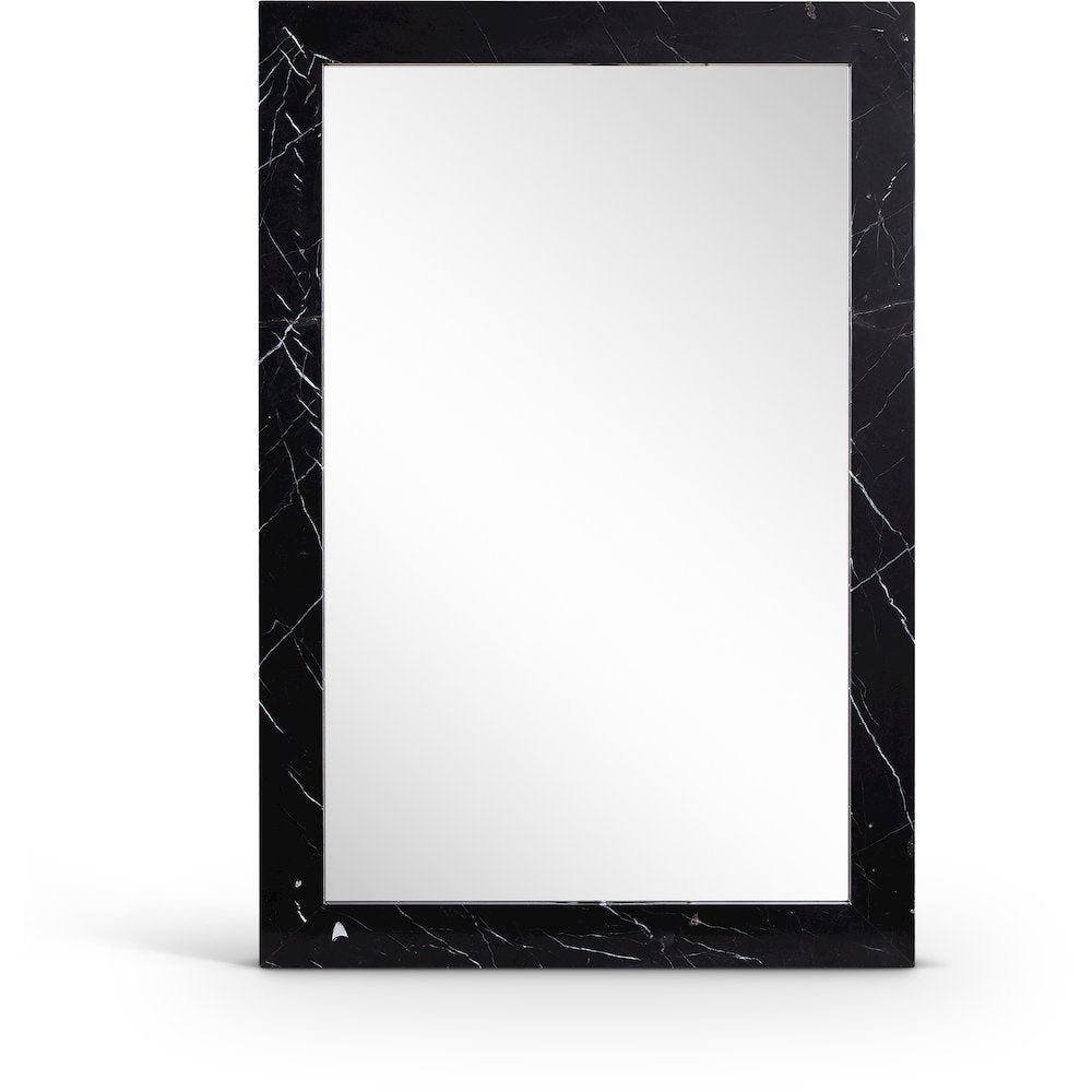 Pavia Black Genuine Marble Frame Mirror