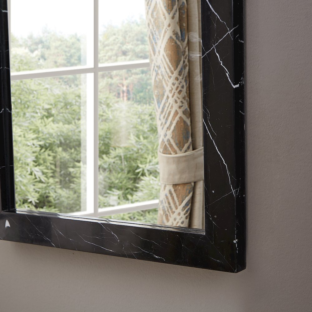 Pavia Black Genuine Marble Frame Mirror