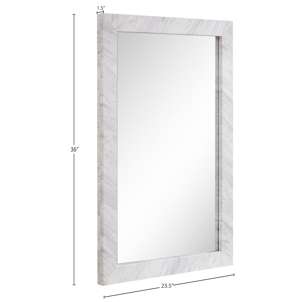 Pavia White Genuine Marble Frame Mirror