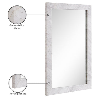 Pavia White Genuine Marble Frame Mirror