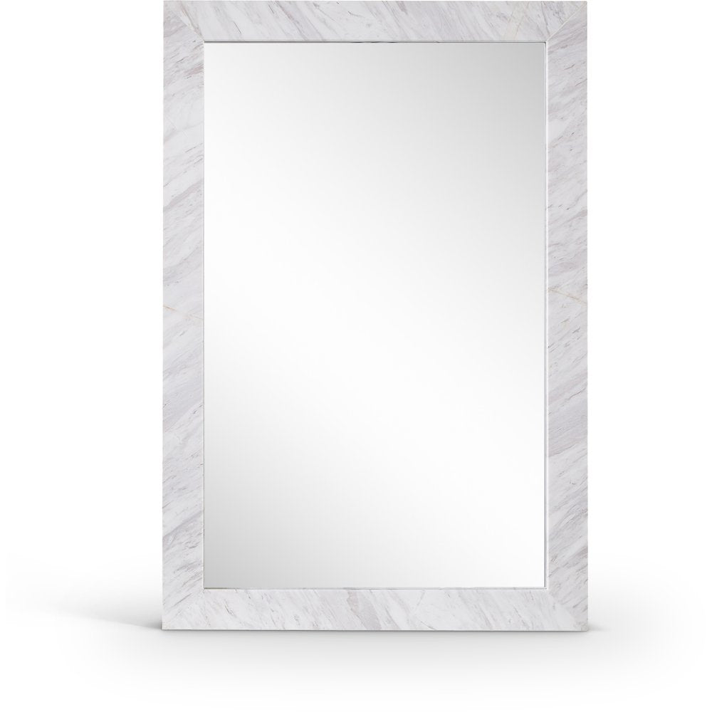 Pavia White Genuine Marble Frame Mirror