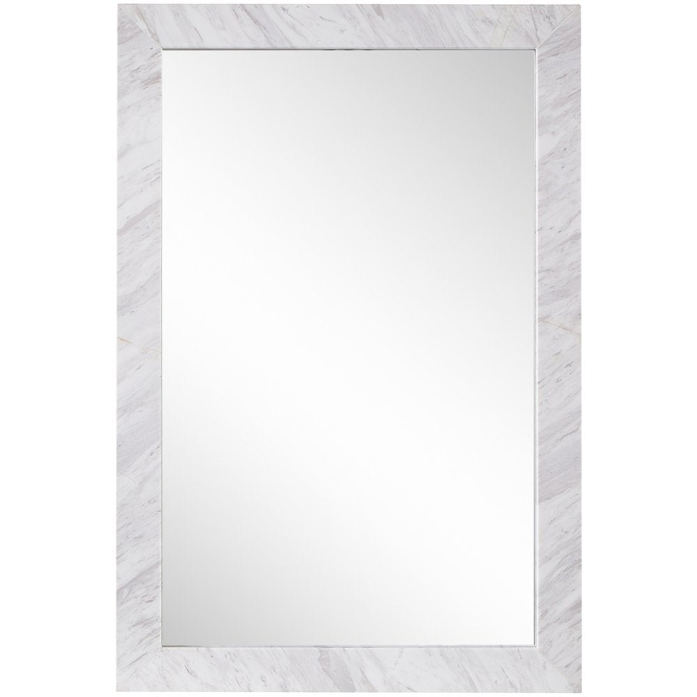 Pavia White Genuine Marble Frame Mirror