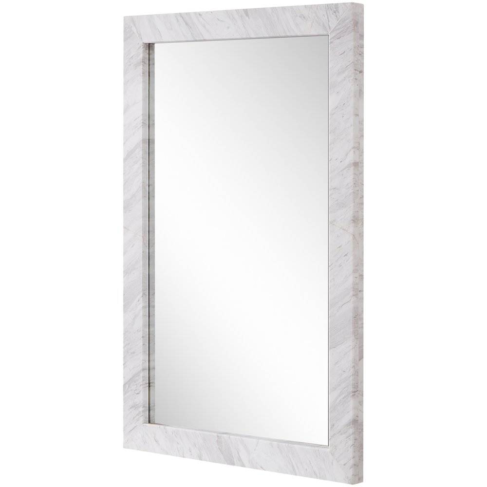 Pavia White Genuine Marble Frame Mirror