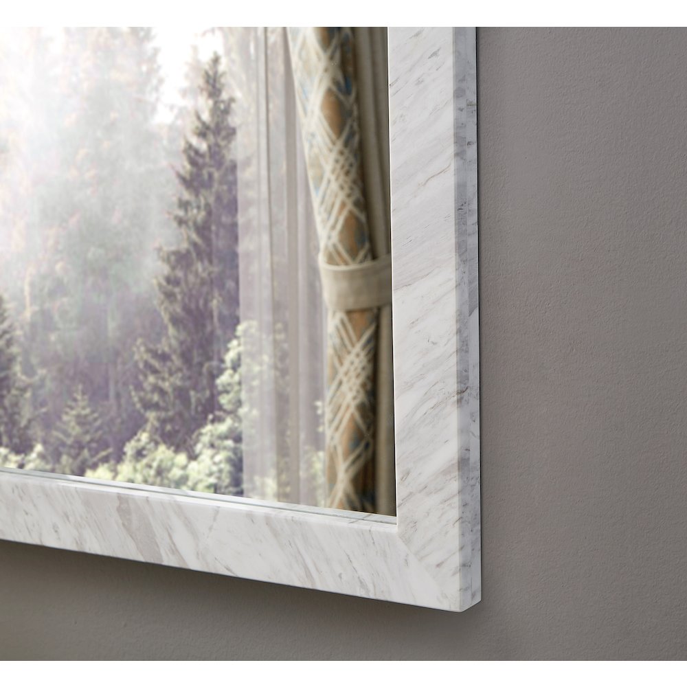 Pavia White Genuine Marble Frame Mirror
