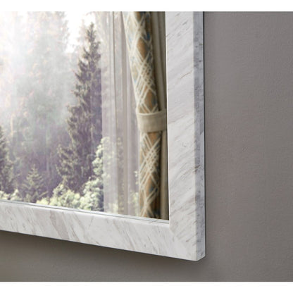 Pavia White Genuine Marble Frame Mirror