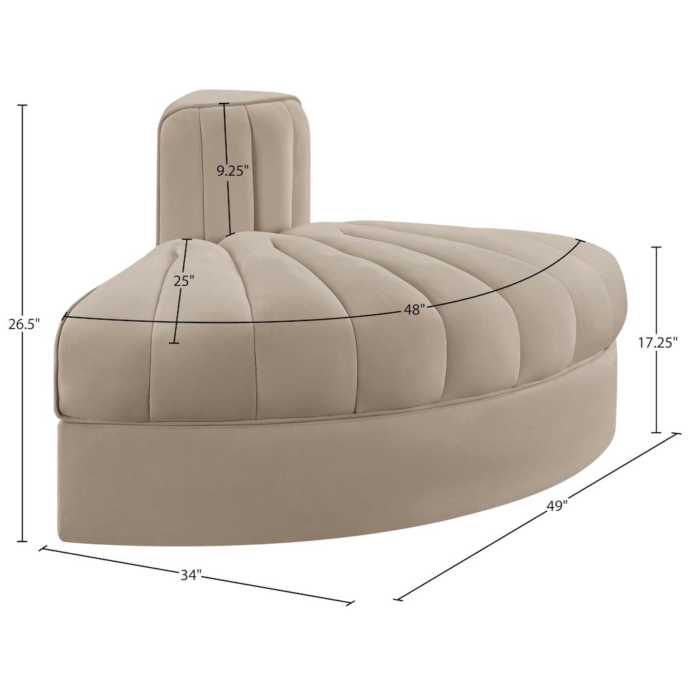 Rummi Beige Velvet Performance Fabric Upholstered Modular Chair