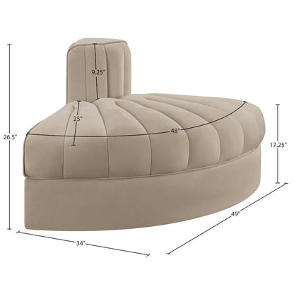 Rummi Beige Velvet Performance Fabric Upholstered Modular Chair