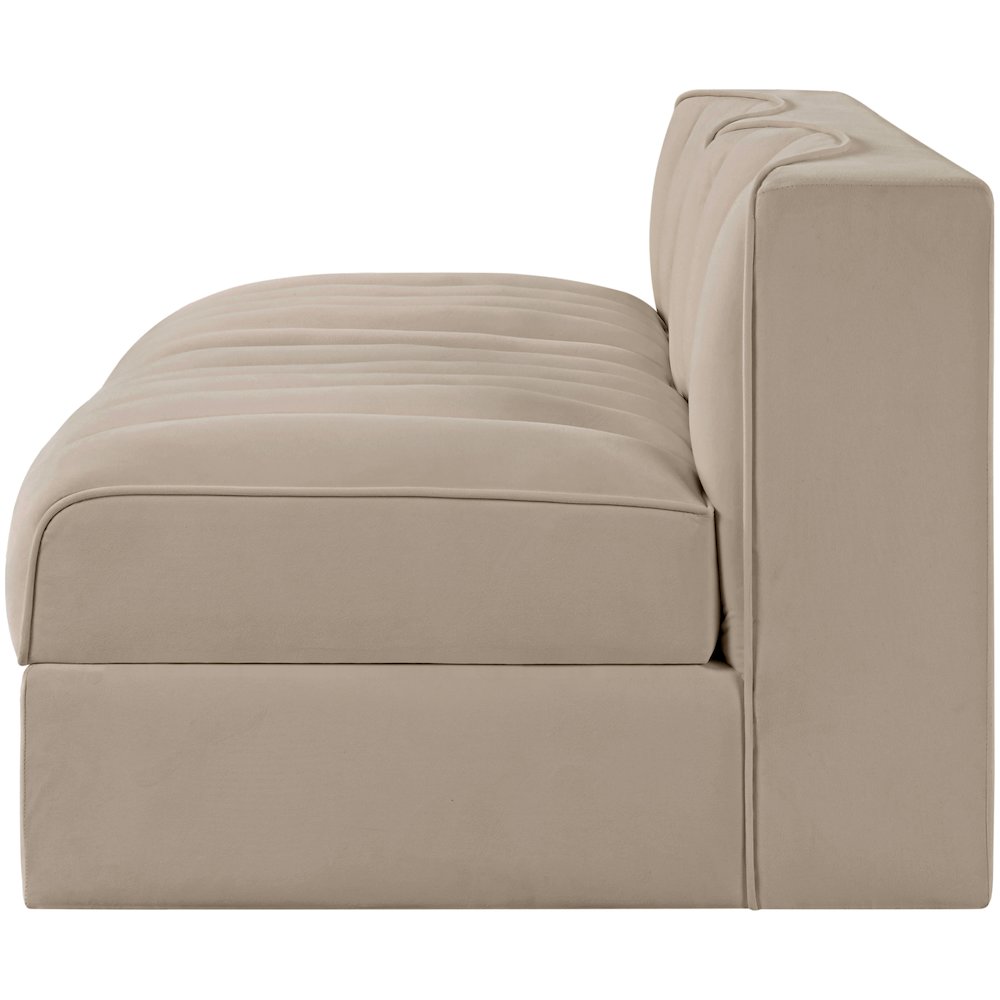Rummi Beige Velvet Performance Fabric Upholstered 2pc. Modular Loveseat