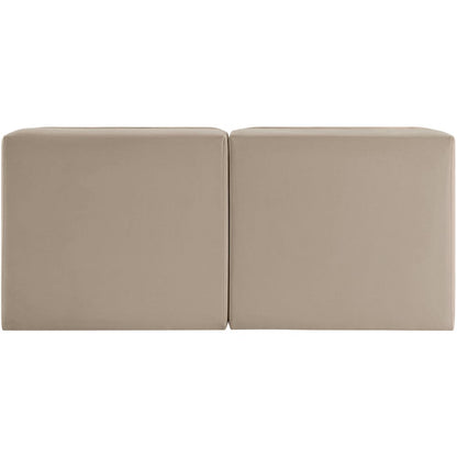 Rummi Beige Velvet Performance Fabric Upholstered 2pc. Modular Loveseat