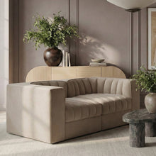 Rummi Beige Velvet Performance Fabric Upholstered 2pc. Modular Loveseat