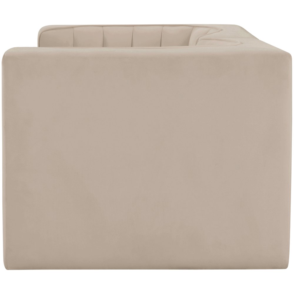 Rummi Beige Velvet Performance Fabric Upholstered 2pc. Modular Loveseat
