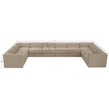 Rummi Beige Velvet Performance Fabric Upholstered 10pc. Modular Sectional