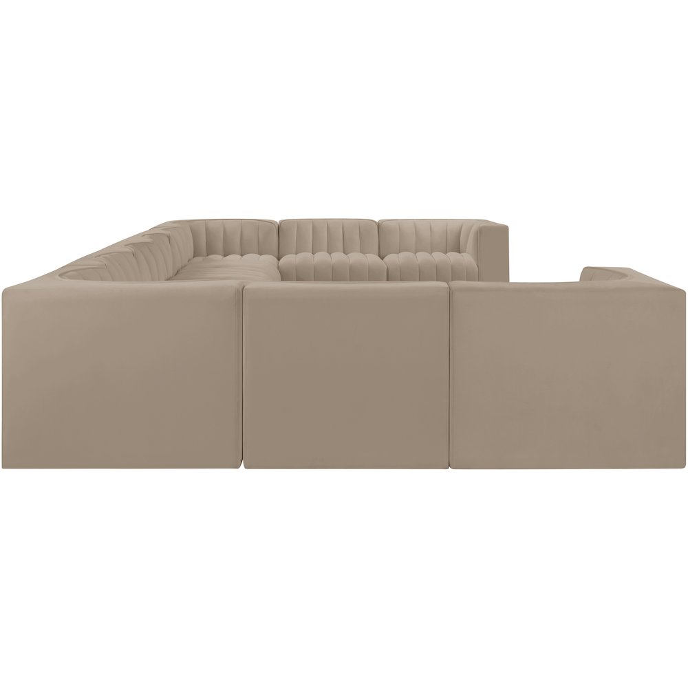 Rummi Beige Velvet Performance Fabric Upholstered 10pc. Modular Sectional