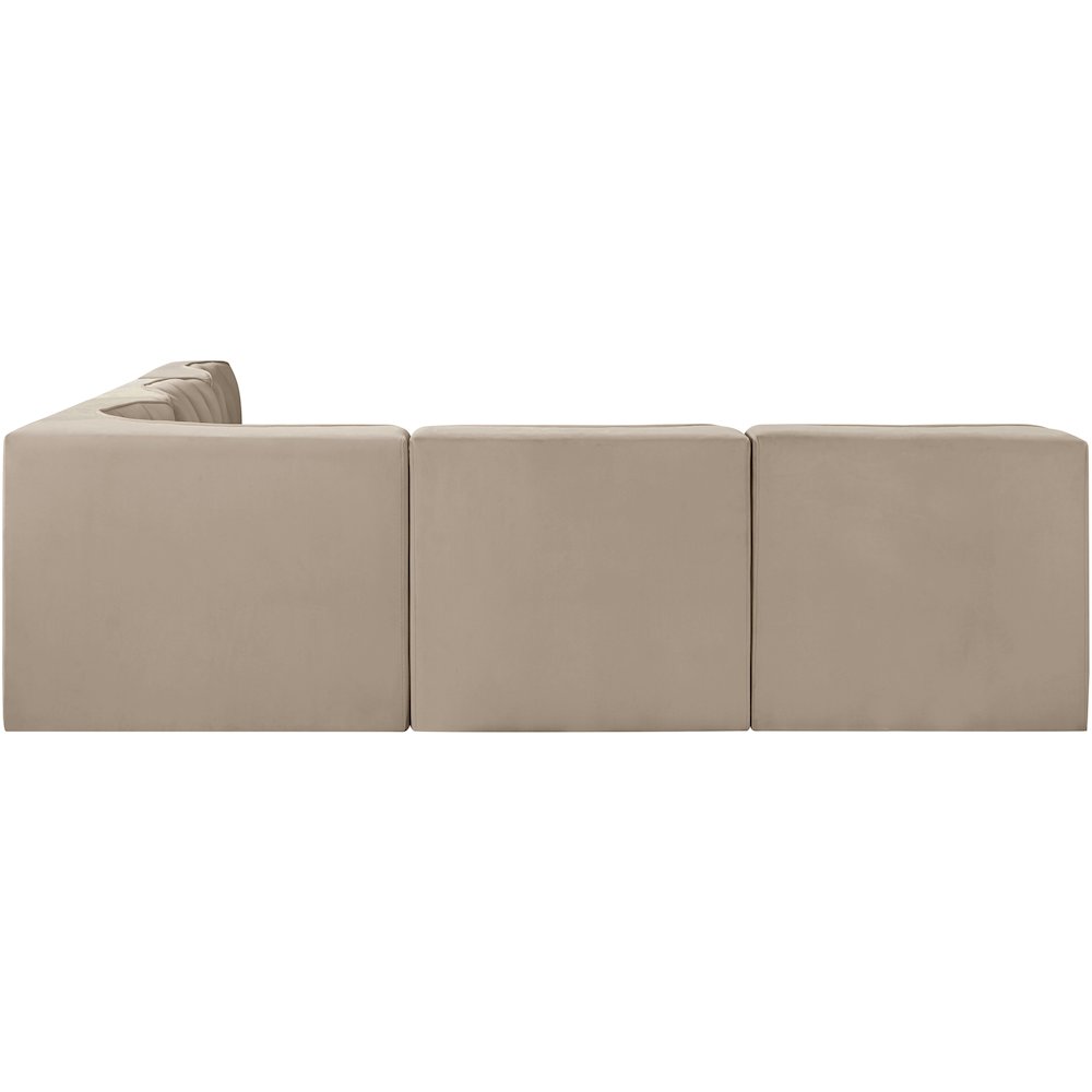 Rummi Beige Velvet Performance Fabric Upholstered 5pc. Modular Sectional