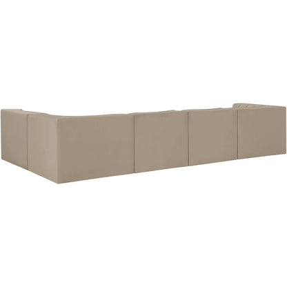 Rummi Beige Velvet Performance Fabric Upholstered 5pc. Modular Sectional