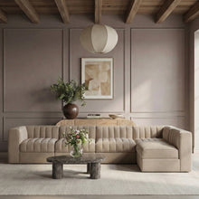 Rummi Beige Velvet Performance Fabric Upholstered 5pc. Modular Sectional