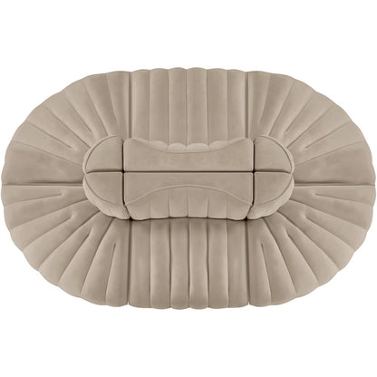 Rummi Beige Velvet Performance Fabric Upholstered 6pc. Modular Sectional