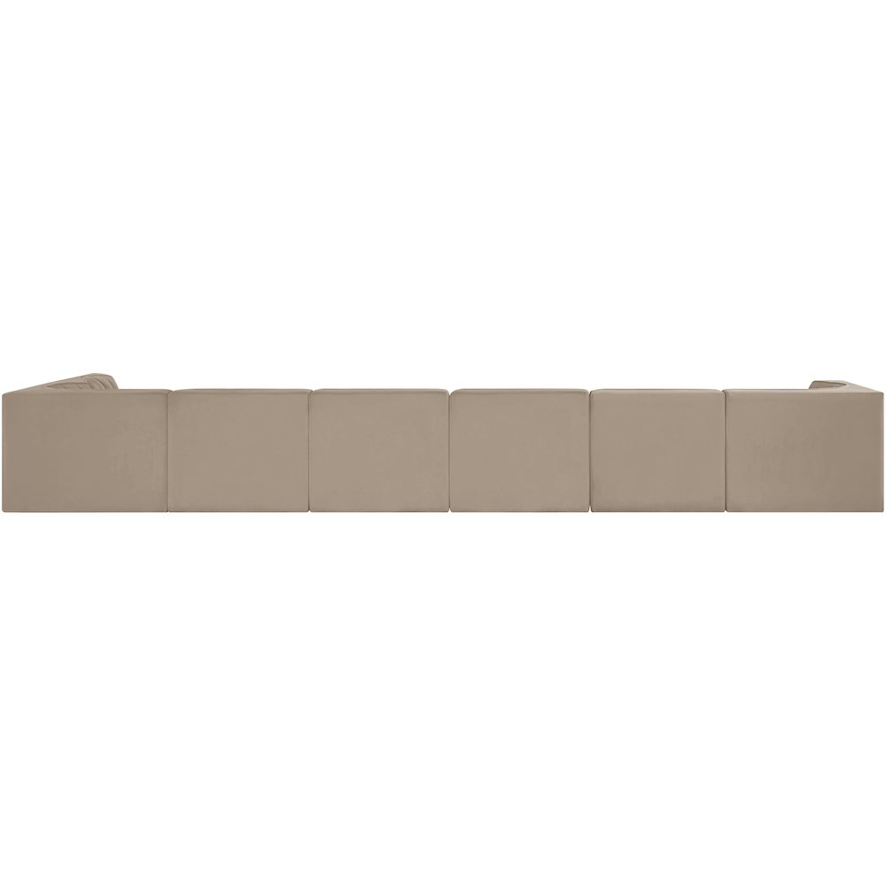 Rummi Beige Velvet Performance Fabric Upholstered 7pc. Modular Sectional
