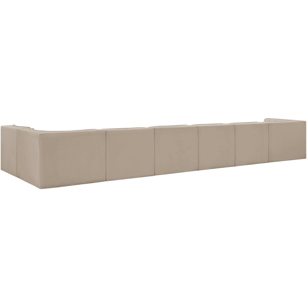 Rummi Beige Velvet Performance Fabric Upholstered 7pc. Modular Sectional