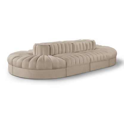 Rummi Beige Velvet Performance Fabric Upholstered 8pc. Modular Sectional