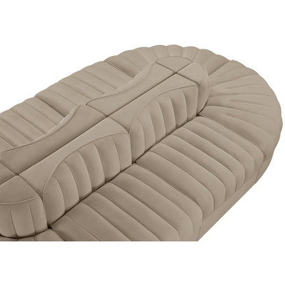 Rummi Beige Velvet Performance Fabric Upholstered 8pc. Modular Sectional