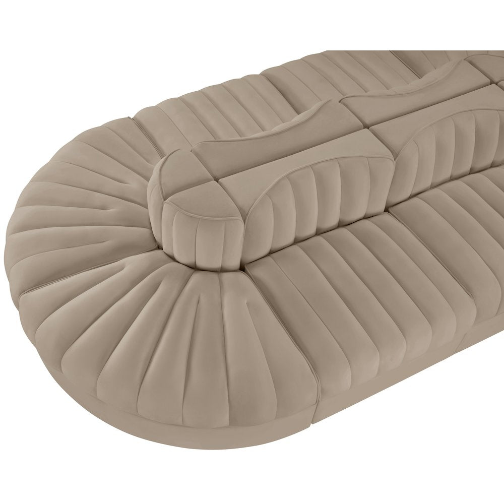 Rummi Beige Velvet Performance Fabric Upholstered 8pc. Modular Sectional