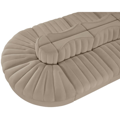 Rummi Beige Velvet Performance Fabric Upholstered 8pc. Modular Sectional