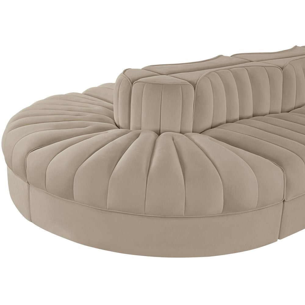 Rummi Beige Velvet Performance Fabric Upholstered 8pc. Modular Sectional