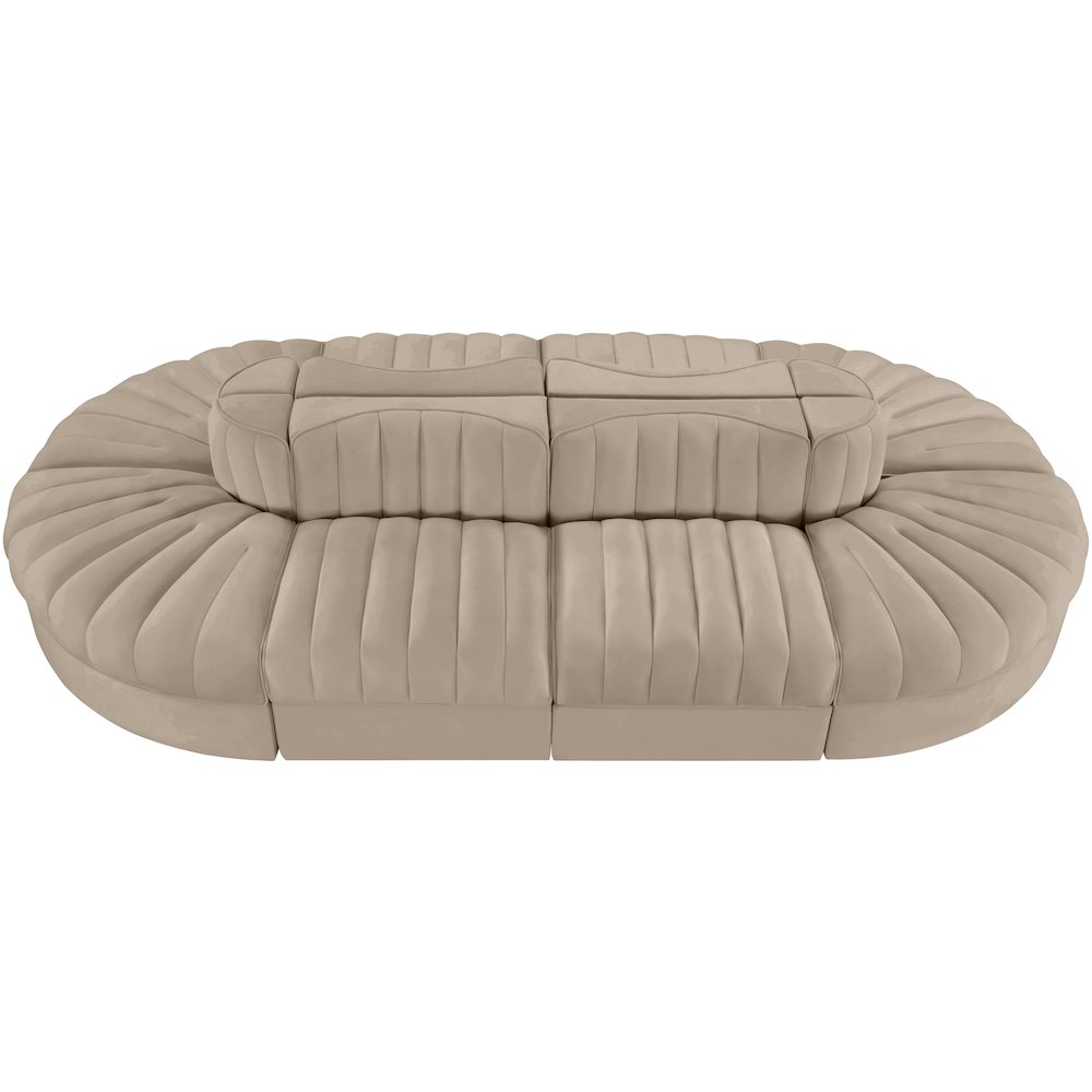 Rummi Beige Velvet Performance Fabric Upholstered 8pc. Modular Sectional