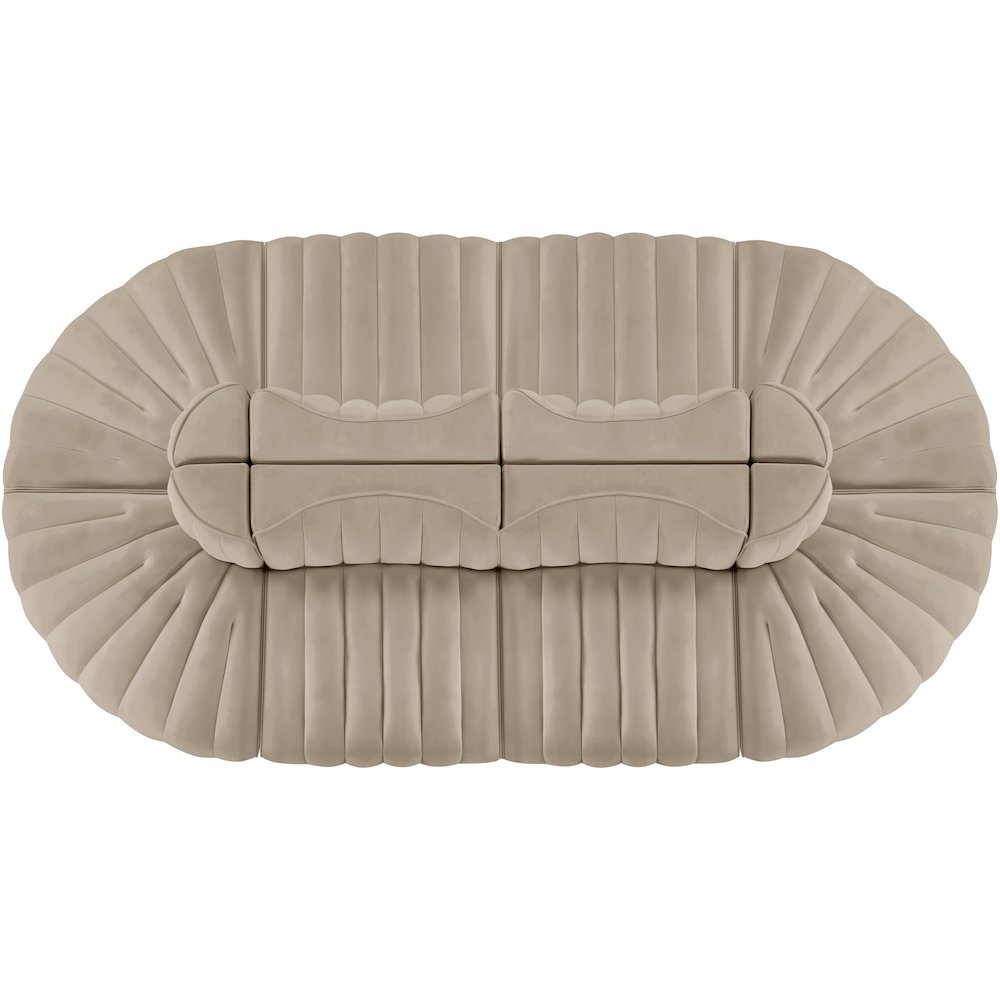 Rummi Beige Velvet Performance Fabric Upholstered 8pc. Modular Sectional