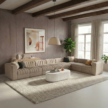 Rummi Beige Velvet Performance Fabric Upholstered 8pc. Modular Sectional