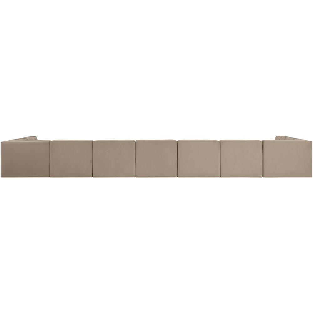 Rummi Beige Velvet Performance Fabric Upholstered 9pc. Modular Sectional
