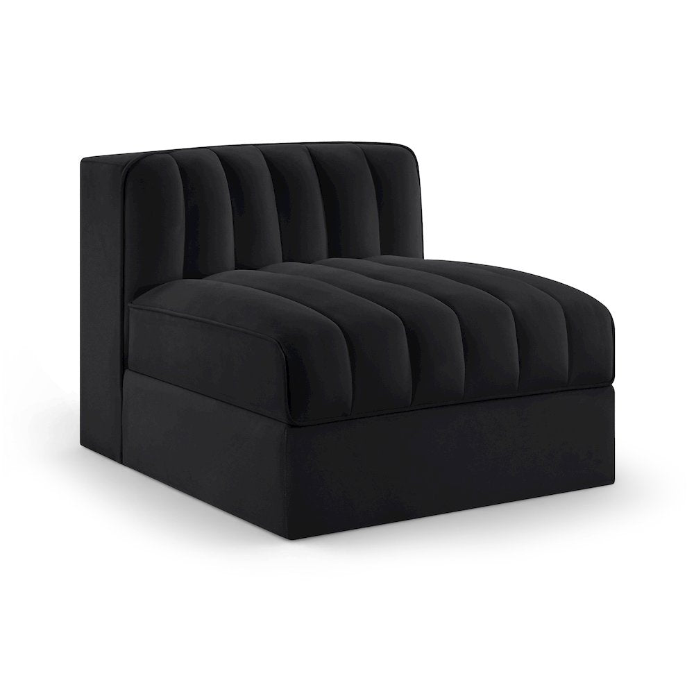 Rummi Black Velvet Performance Fabric Upholstered Modular Chair