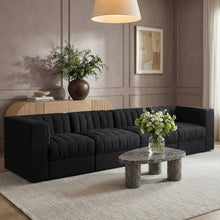 Rummi Black Velvet Performance Fabric Upholstered 4pc. Modular Sofa