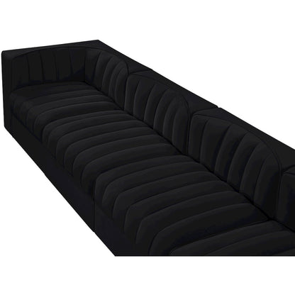 Rummi Black Velvet Performance Fabric Upholstered 4pc. Modular Sofa