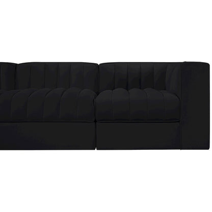Rummi Black Velvet Performance Fabric Upholstered 5pc. Modular Sofa