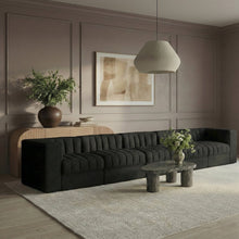 Rummi Black Velvet Performance Fabric Upholstered 5pc. Modular Sofa