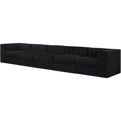 Rummi Black Velvet Performance Fabric Upholstered 5pc. Modular Sofa